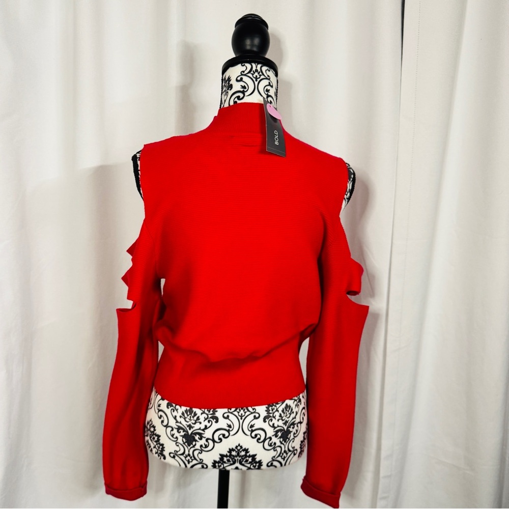 BOLD elements Red Cold-Shoulder high neck Sweater… - image 2